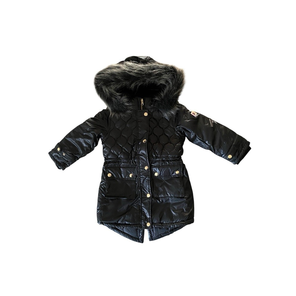 London‎ Fog - Girls Quilted Puffer Parka (S/4) - Faux Fur Hood Warm Coat